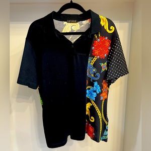 Versace Polo - XL - black and print.